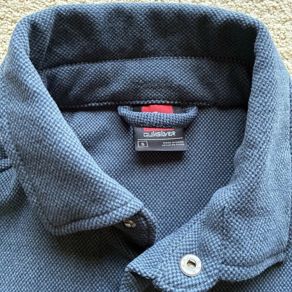 Quiksilver XL‎ Long Sleeve Shirt Shacket Blue Snap Front Side Pockets Super Soft